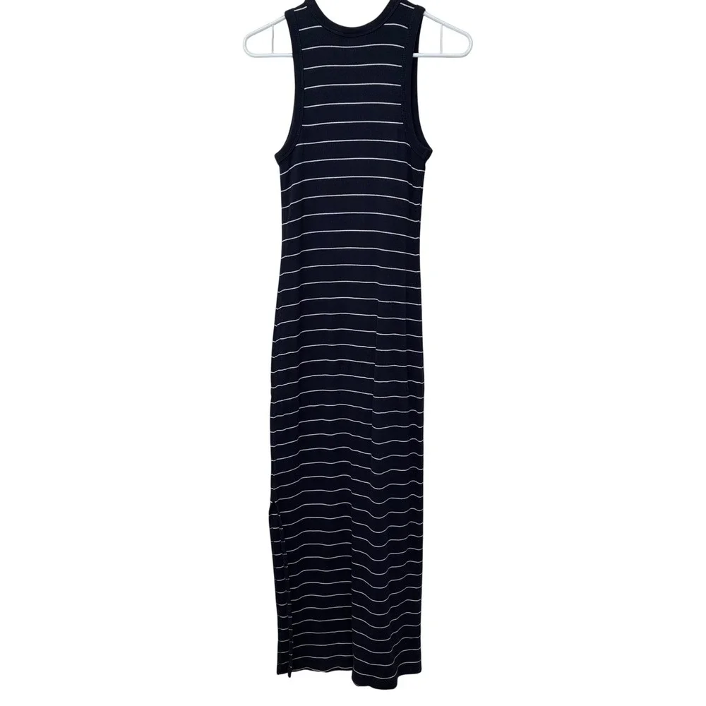 Universal Thread Navy White Striped Ribbed Bodycon Maxi‎ Sundress Medium Coastal